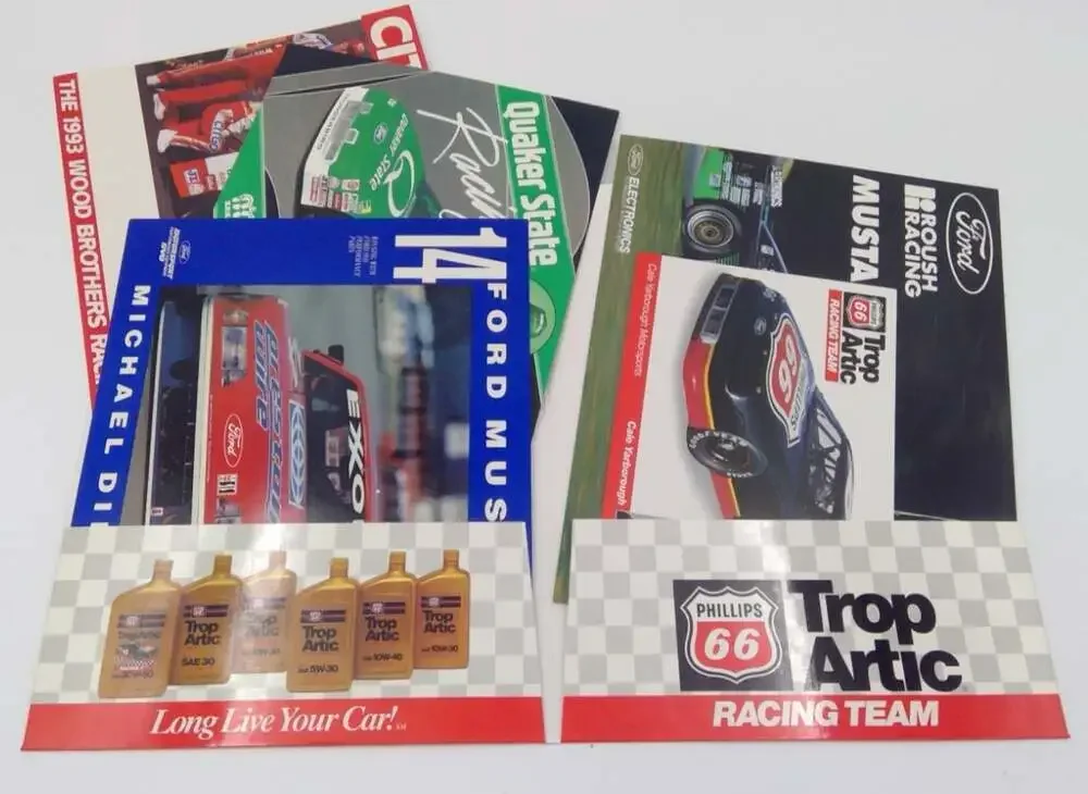 1991 Phillips 66 Racing Team NASCAR folder with media flyers; Trop Artic (X2)